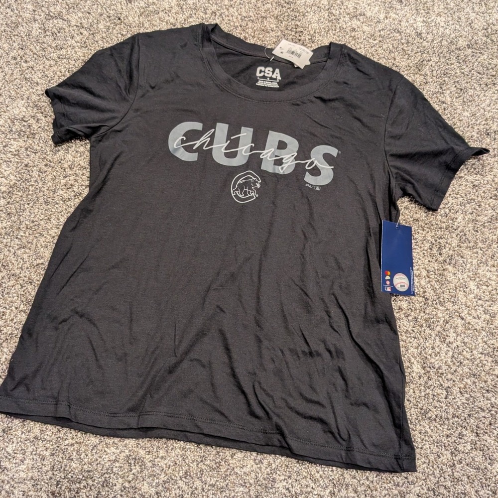 CSA Chicago Cubs‎ T-Shirt Womens Large Black NWT MLB Baseball Graphic Tee